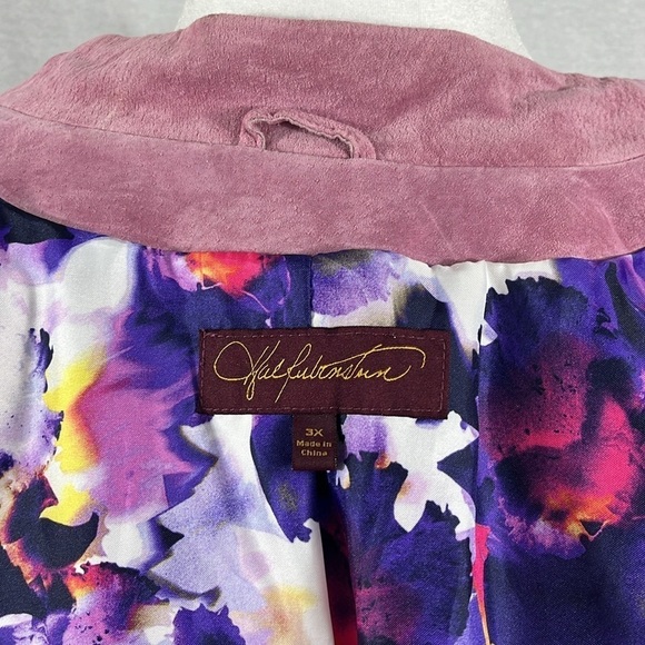 Hal Rubenstein Pink Laser Cut Genuine Leather Zip Jacket Womens Size 3x - Picture 9 of 16